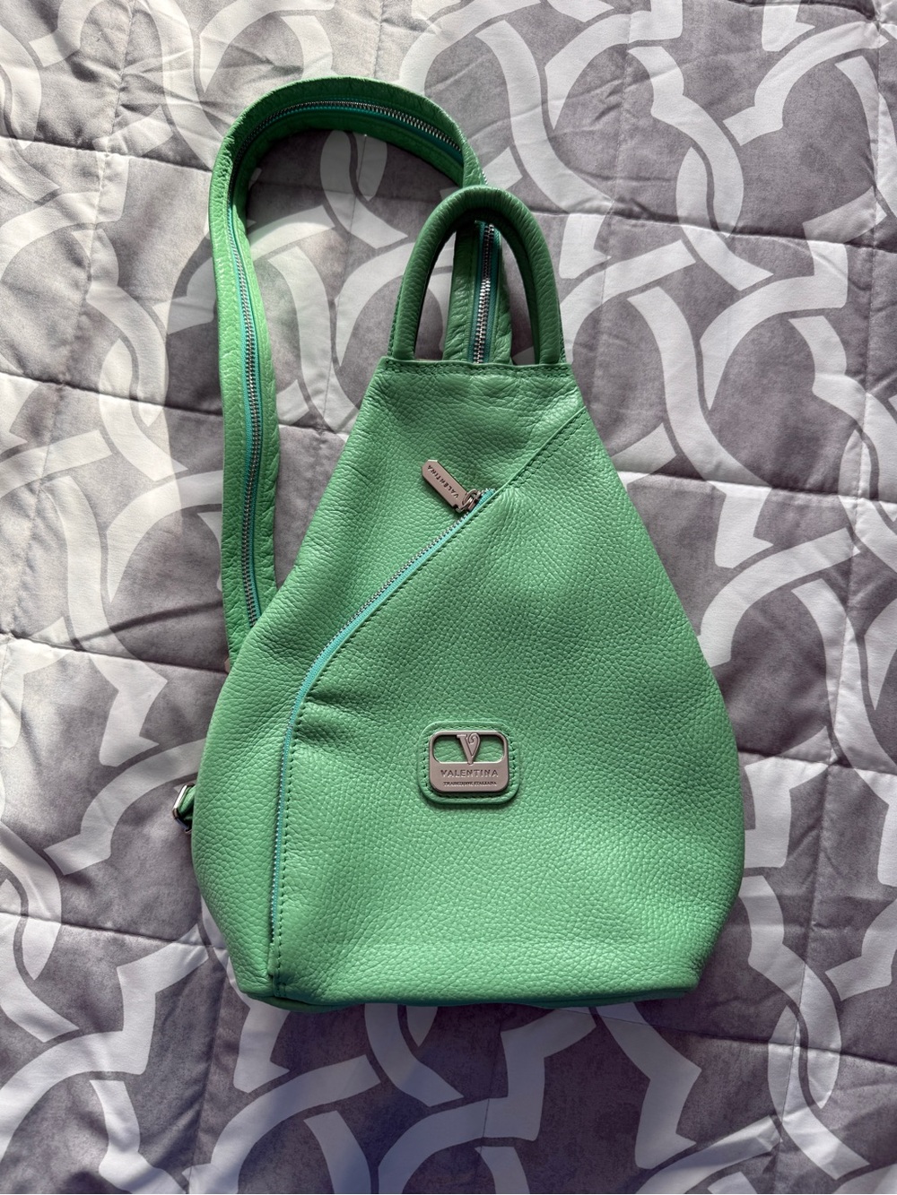 Valentina Green Leather Sling Backpack - Valentina